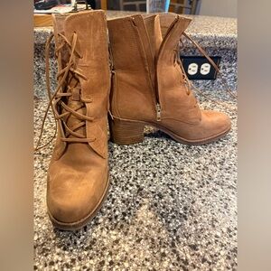 UGG Tan Lace Up Boots with Rugged Sole